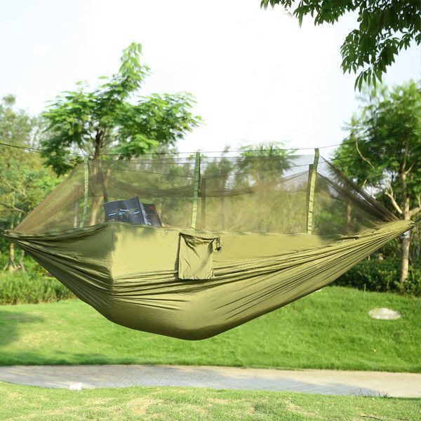 Camping Hammock, Portable Double Hammock With Net,600lbs Load 2 Persons Hammock W/Mosquito Net Outdoor Hiking Camping Hommock Portable Nylon Swing H_voghion.com