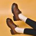 Round Toe Small For Women 2024 Top Layer Cowhide Lace-up Flats All-season Shoes Comfortable Soft Leather Loafers_voghion.com