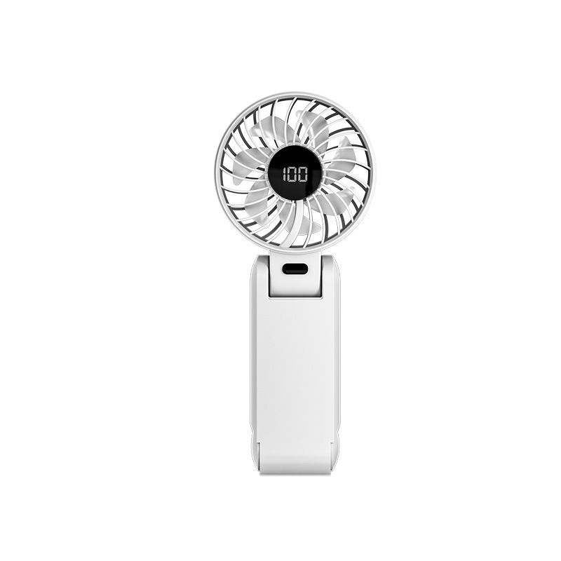 New Foldable Digital Display Mini USB Rechargeable Small Portable Handheld Household Fan Strong Wind_voghion.com