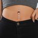 1pc Women Fashion Classic Belly Ring Long Fringe With Gradient Synthetic Zirconia Stones Stainless Steel Jewelry Gift_voghion.com