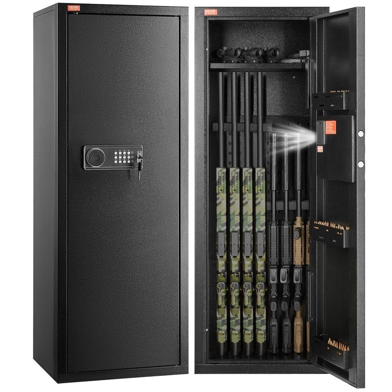 VEVOR 6-8 Rifles Gun Safe, Rifle Safe With Lock & Digital Keypad, Quick Access Tall Gun Storage Cabinet With Removable Shelf, Rifle Cabinet For Home Rifle And Shotguns_voghion.com