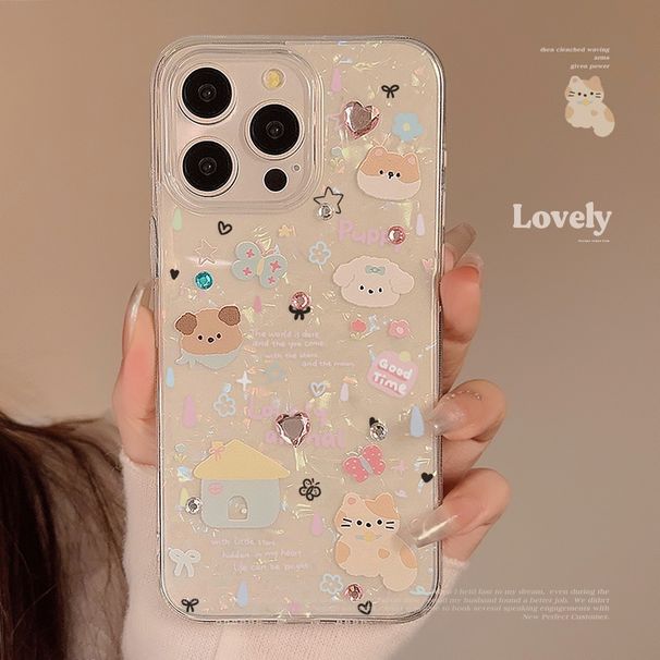 TechGlobe Suitable For Ins Cartoon Fun Puppy Stickers 17 Pro Max Phone Case 16 Shell IPhone 15 Soft 11_voghion.com