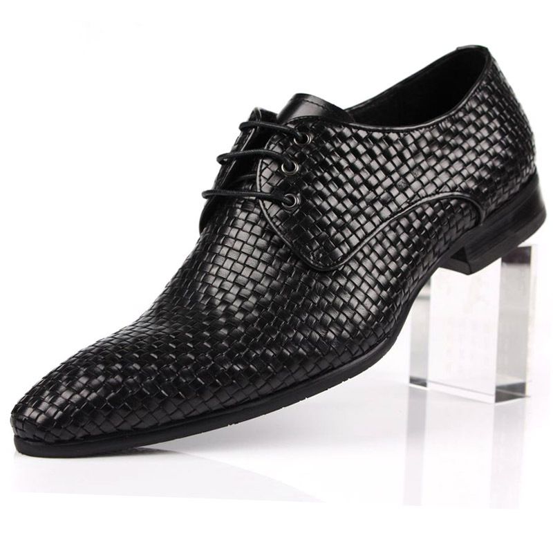 2019 Sommer Neue Rindsleder Woven Atmungsaktive Business Formale Spitze Leder Männer Britischen Trend Herren Schuhe Europäische Version_voghion.com