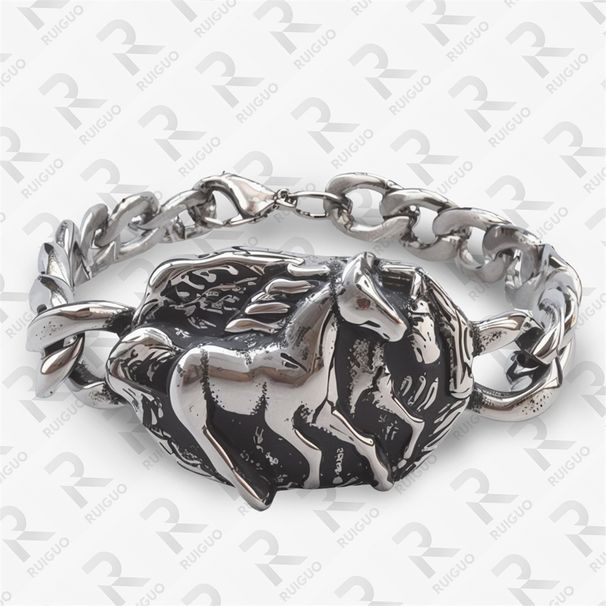 Bracciale a maglie cubane in acciaio inossidabile con motivo a croce - Gioiello in stile punk per uomo_voghion.com