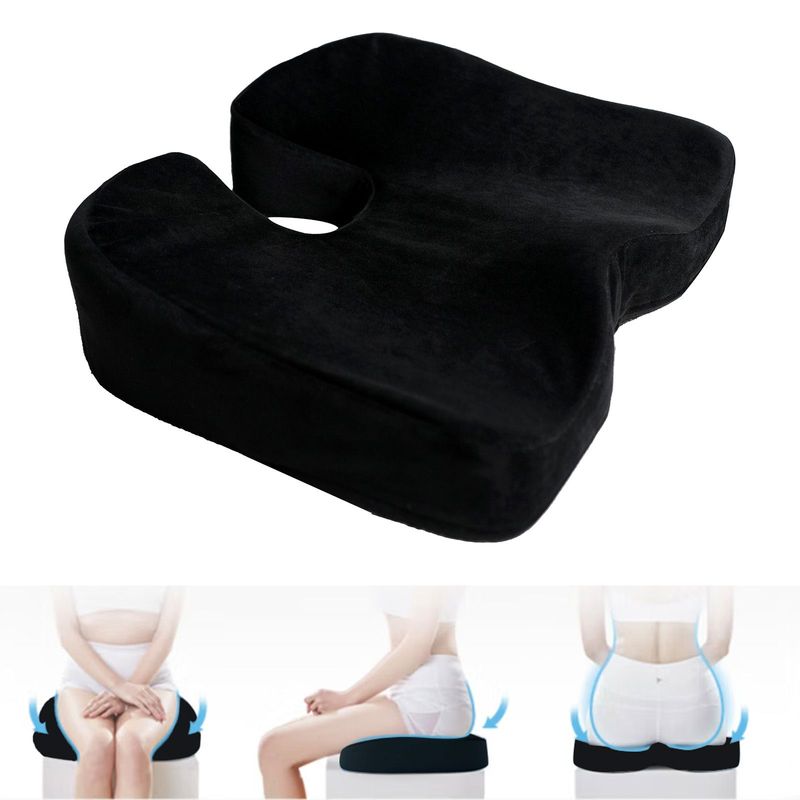 1PCS Memory Foam Chair Seat Cushion Car Seat Pad Comfort Cushion Non-slip Breathable Seat Cushion Support For Office Chair For Tailbone & Sciatica Pain Relief For Office &Home Chair(Black)_voghion.com