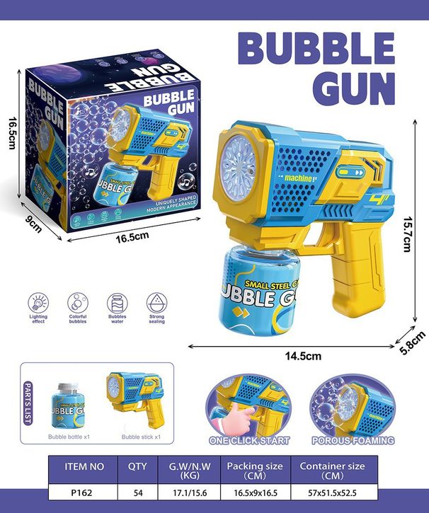 Pistola a bolle trasparente per bambini - Pistola a bolle automatica portatile con oltre 500 battiti al minuto, giocattolo per giochi all'aperto e feste con luci a LED_voghion.com