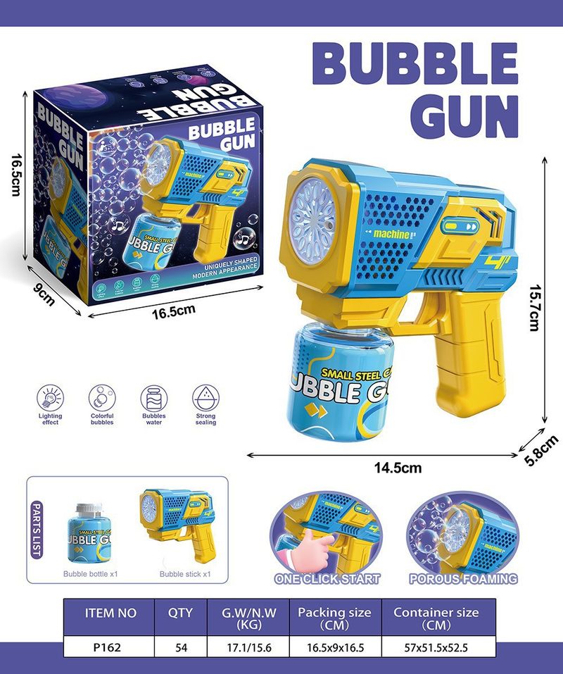 Pistol de bule transparent pentru copii - Pistol de bule automat portabil, 500+ BPM, jucărie de joacă și petrecere în aer liber cu lumini LED_voghion.com