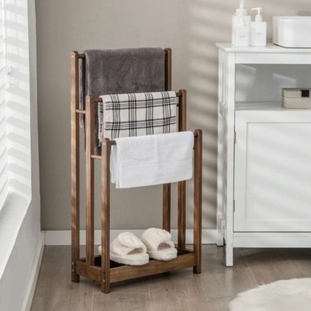 Stand Towel With Bm Freestanding Storage 3Bar Shelf Drying Rack Hand Towel_voghion.com