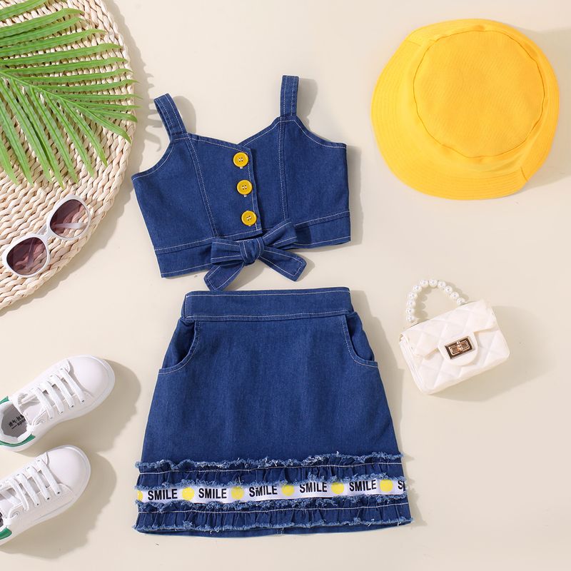 Vêtements d'été pour bébés filles, haut cardigan à simple boutonnage, col licou, avec chapeau de pêcheur et jupe_voghion.com