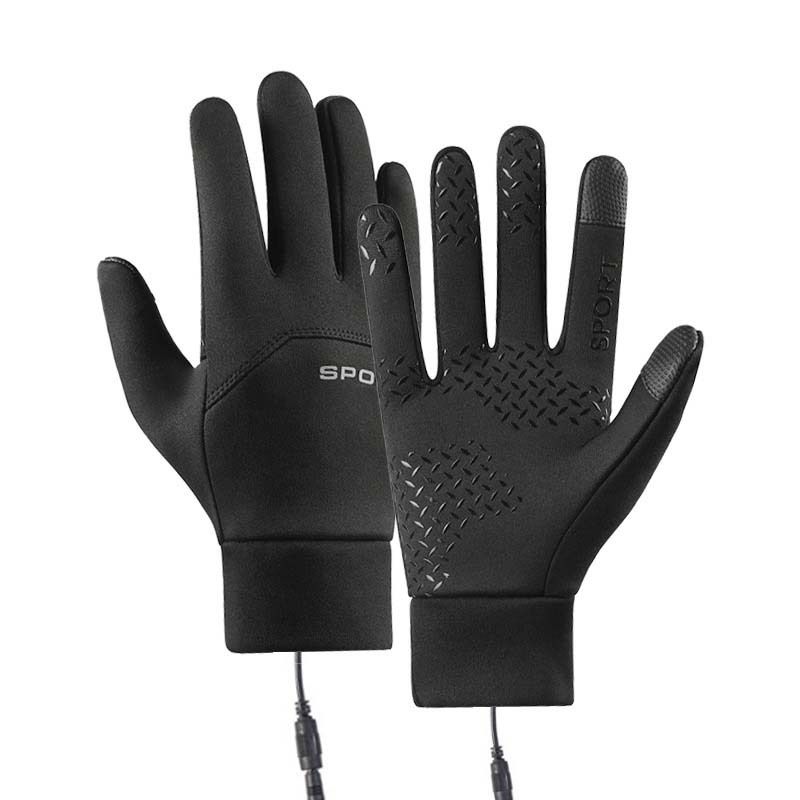 Heated Outdoor Winter Fleece Lined Warm Touchscreen Non-Slip Cycling Climbing Skiing USB Heating Windproof Gloves_voghion.com