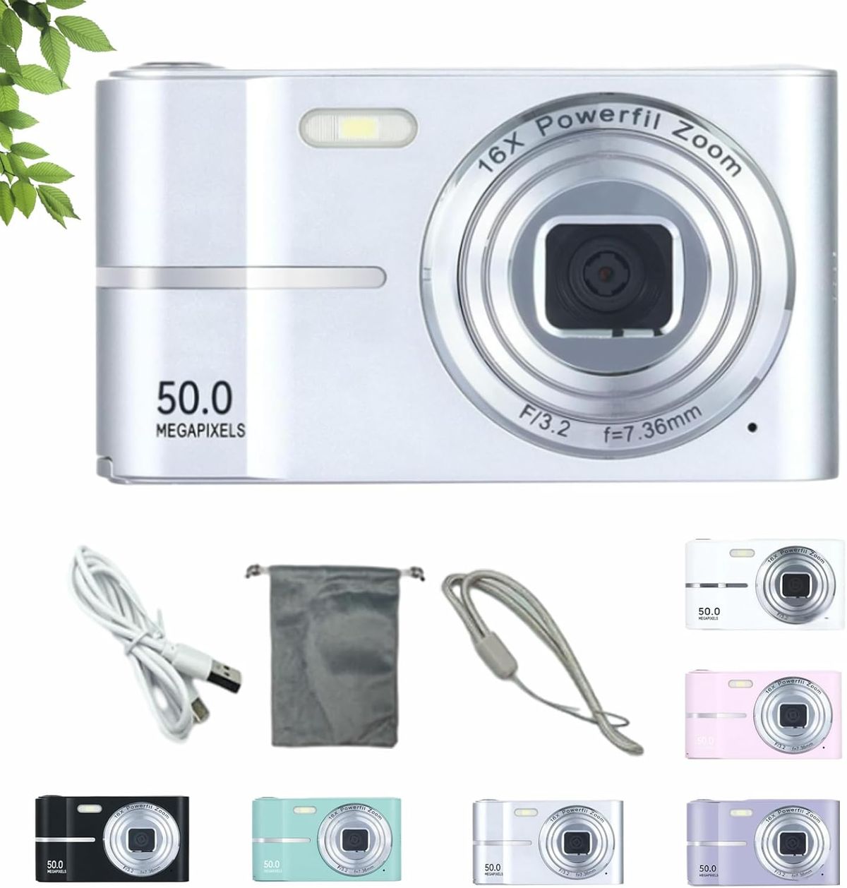 2000's Aesthetic Digital Camera, HD 1080p Portable Small Cameras, 16x Zoom Anti-Shake, 2.4 Inch LCD Screen, Autofocus_voghion.com