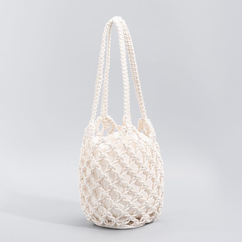 Borsa in filo di cotone portatile ENSPT borsa intrecciata transfrontaliera borsa da pesca in rete da spiaggia per le vacanze borsa a tracolla da donna_voghion.com