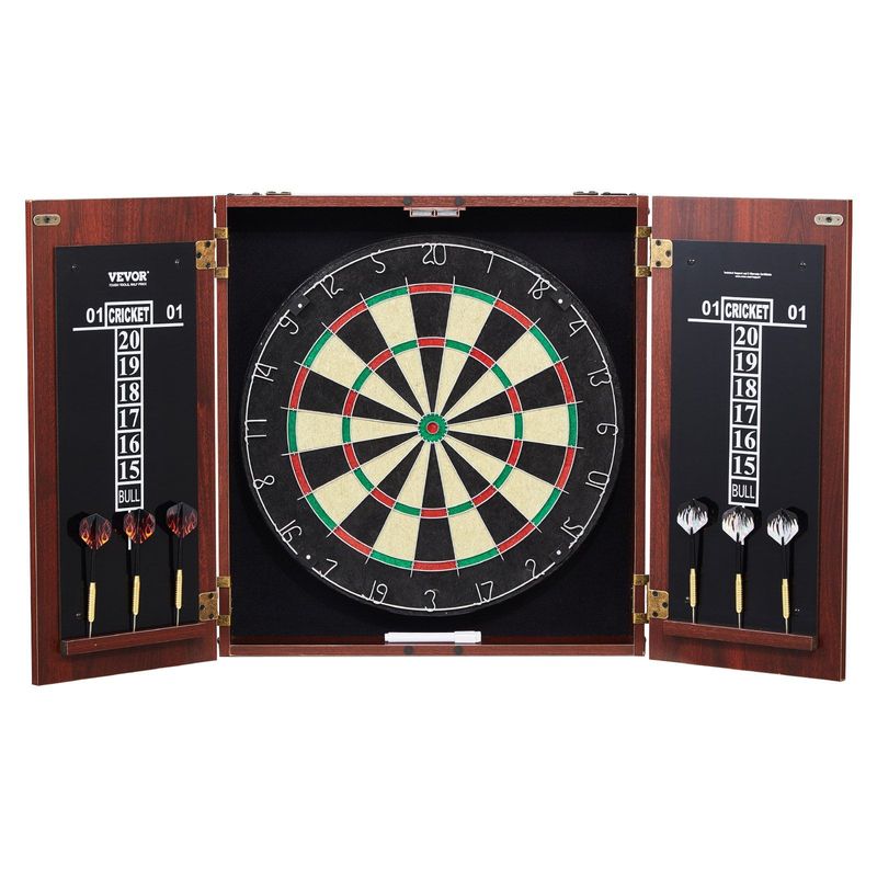 VEVOR Dartboard And Cabinet Set Official Size Complete Accessory Steel Tip Dart_voghion.com