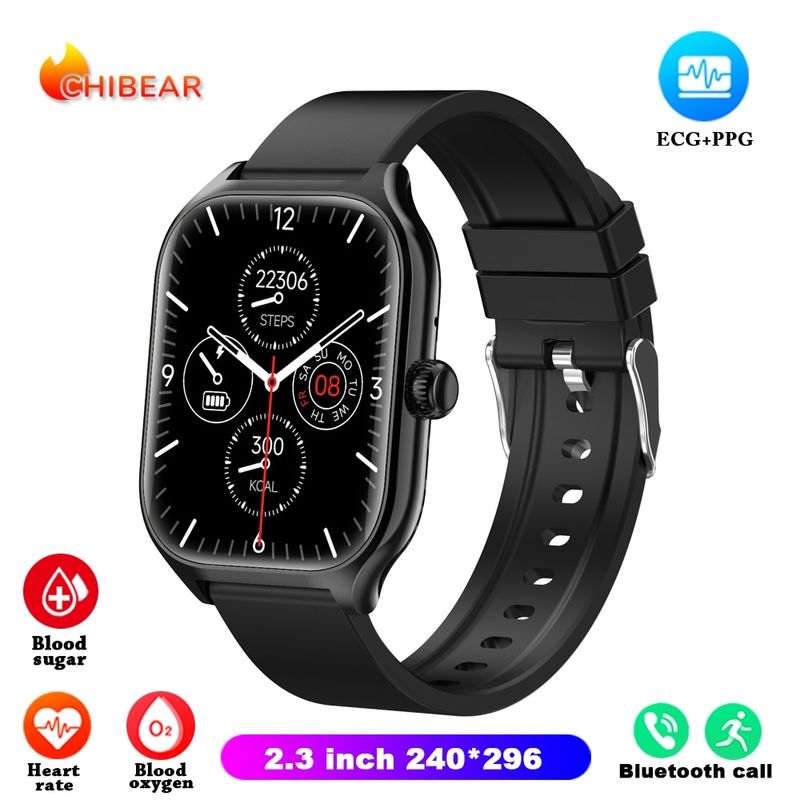 2023 EKG + PPG Smart Uhr Männer Frauen Herzfrequenz Sauerstoff Sport Fiess Tracker 2,01 zoll Bluetooth Anruf Blut Zucker smartwatch_voghion.com