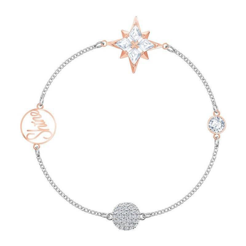 Bracciale con fibbia magnetica invisibile a forma di stella a otto punte, elemento femminile, cristallo, fiocco di neve, braccialetto femminile_voghion.com