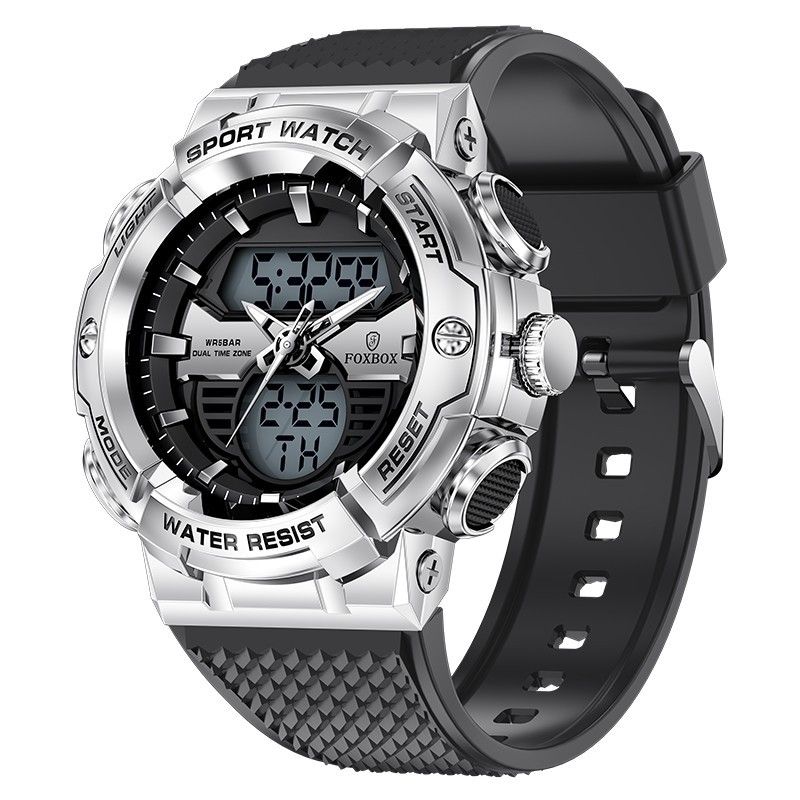 FOXBOX Multifunction Digital Analog Waterproof Watch For Men - Dual Display, Calendar, Luminous, 30M Water Resistance, 42mm Sports Wristwatch_voghion.com