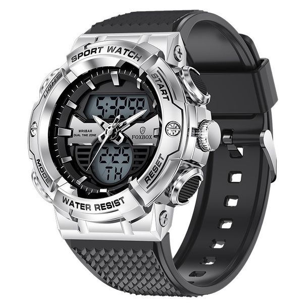 FOXBOX Multifunction Digital Analog Waterproof Watch For Men - Dual Display, Calendar, Luminous, 30M Water Resistance, 42mm Sports Wristwatch_voghion.com