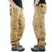 Herrenbekleidung Outdoor-Overalls mit mehreren Taschen, robust und verschleißfest, aus reiner Baumwolle, lässig, Jugendarbeitsschutz, lockere Übergröße_voghion.com