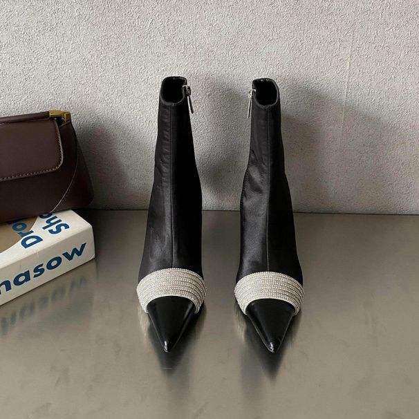 Stivali con tacco sottile, cinturini in strass, autunno e inverno 2025, punta a punta, versatili, eleganti, di tendenza, casual, quotidiani_voghion.com