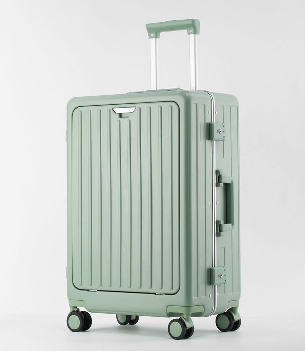 Durable Aluminum Frame Carry-On Luggage With USB Charging Port, Cup Holder & Phone Stand - Lightweight ABS+PC Suitcase For Business Travel_voghion.com