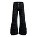 Punk Ripped Patchwork Denim Flared Pants Men's Hippie Trendy Vibes Heavy Pleated Stacked Floor-Length Trousers_voghion.com