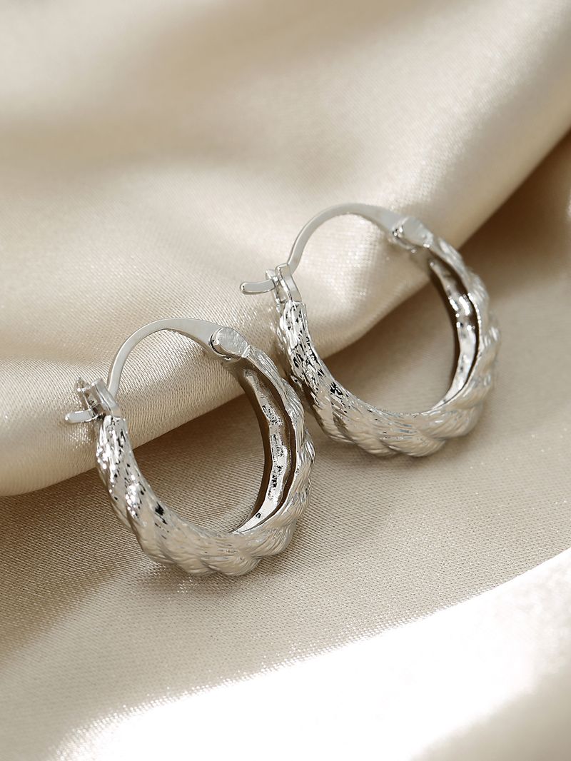 Earrings Light Luxury High End Temperament Earrings Copper Plated Gold Ear Buckles Ins Style Twisted Hoop Earrings_voghion.com