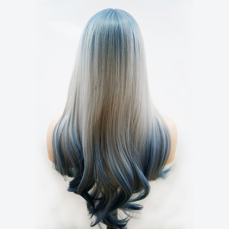 Wholesale cross-border chemical fiber wig women's full head cover gradient color long curly hair air full bangs artificial hair wig cover_voghion.com