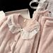 Winter Thick Pajamas with Women's Lace, Simple, Cute, Sweet, and Velvet Warm, Small Fragrant Style Student Home Clothes_voghion.com