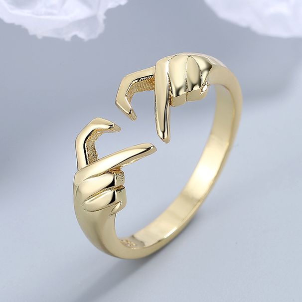 Carlisle Romantic Double Hand Geometric Palm Heart Gesture Couple Fashion Ring_voghion.com