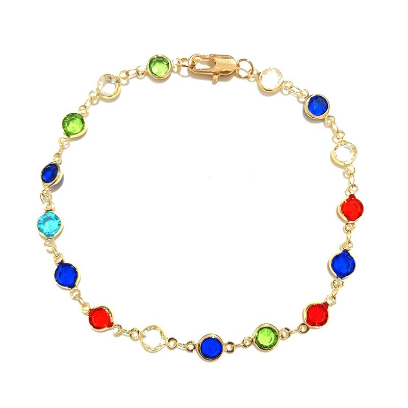 Neues mehrfarbiges Fußkettchen mit Mikro-Intarsien aus Regenbogenkristall 2021 Exquisiter Modeschmuck für Damen_voghion.com