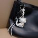 Porte-clés de voiture polyvalent en cuir et corde tissée à la main avec perles et chat_voghion.com