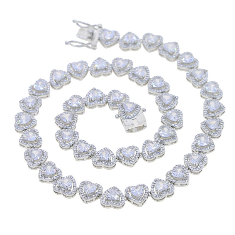 Collana con zircone a forma di cuore, tendenza moda, collana da donna con zircone intarsiato_voghion.com