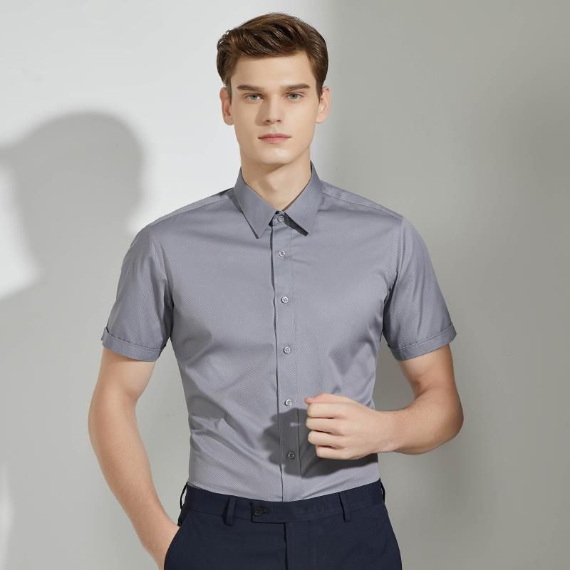 Herren-Stretch-Kurzarmhemd – Atmungsaktives, knitterfreies und feuchtigkeitsableitendes Business-Casual-Hemd für den Sommer (Weiß, Schwarz, Grau, Hellblau,_voghion.com