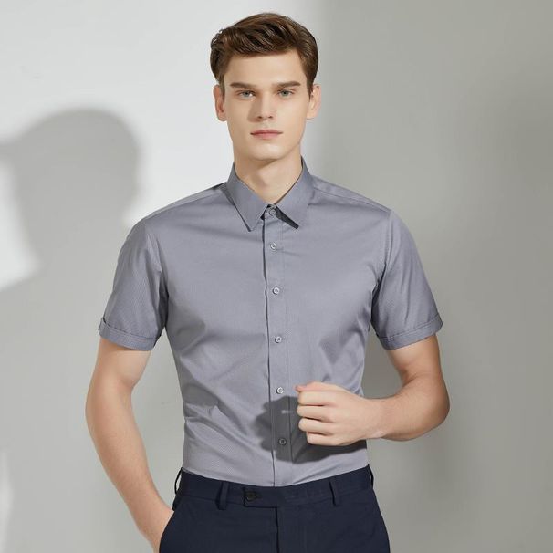 Herren-Stretch-Kurzarmhemd – Atmungsaktives, knitterfreies und feuchtigkeitsableitendes Business-Casual-Hemd für den Sommer (Weiß, Schwarz, Grau, Hellblau,_voghion.com