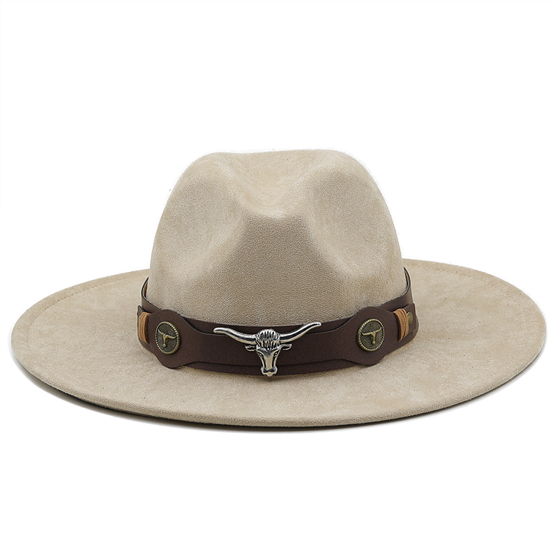 Gran oferta de sombrero vaquero occidental de gamuza simple para hombre y mujer con cinturón de moda, gorra de vaquera estilo jazz para caballero_voghion.com