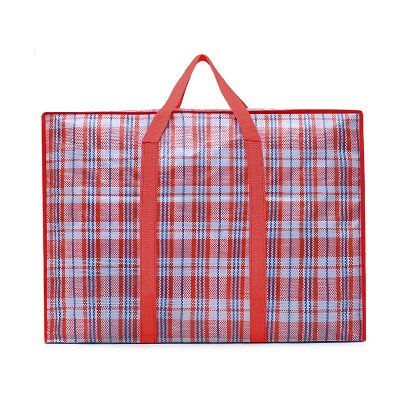 Rot und blau karierte PP-gewebte Tasche für den Schulanfang, Quilt-Aufbewahrungstasche, Gepäck-Umzugstasche, tragbare, verdickte Packtasche, grenzüberschreitend_voghion.com
