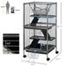 PawHut Large Metal Small Animal Cage With Hammock 4 Tiers & Removable Tray Gray Extra Space For Ferrets Chinchillas_voghion.com