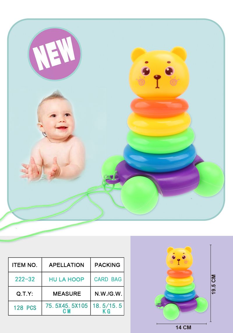Voiture jouet pour enfants, anneau pour bébé, remorque, petit canard jaune, jouets musicaux empilables pour bébé, cadeaux de maternelle_voghion.com