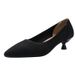 1507 Women's Pointed Shallow Mouth Kitten Heel Soft Sole Knitted Queen With Medium High Heels, Single Shoes For_voghion.com