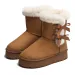 Fleece Lined Thickened Snow Boots With Slip On Design New Winter 2025 Model Thick Sole Furry Opening Bow - Knot Warm And_voghion.com