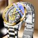 Double-Sided Transparent Hollow Automatic Men's Waterproof Luminous Quartz Watch New Model_voghion.com
