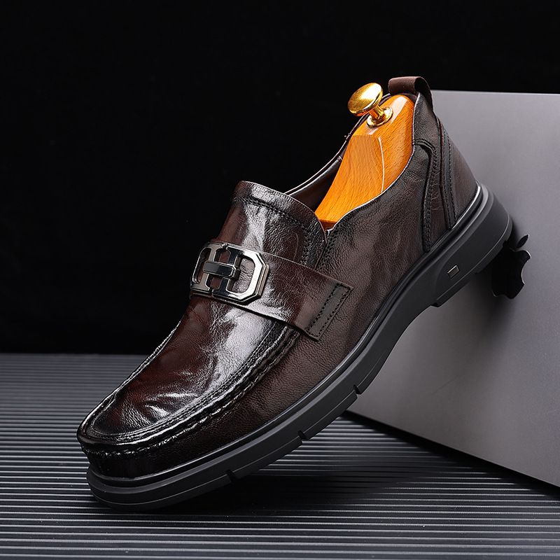 Top layer sheepskin spring autumn business casual soft top breathable and comfortable shoes, one foot work leather shoes_voghion.com