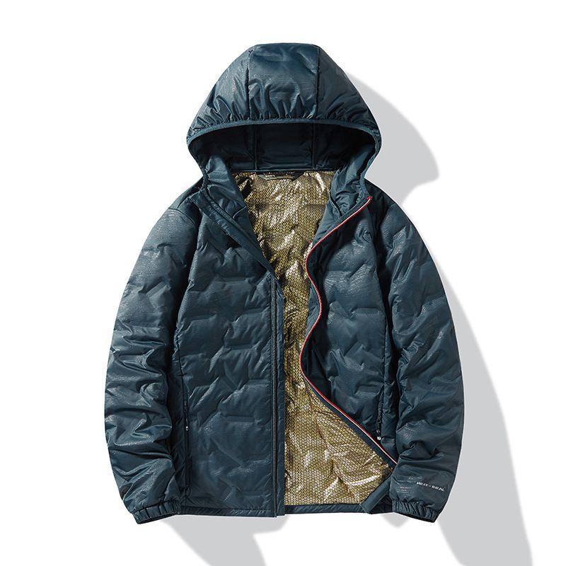 Giacca imbottita in cotone da uomo, piumino imbottito nero oro_voghion.com