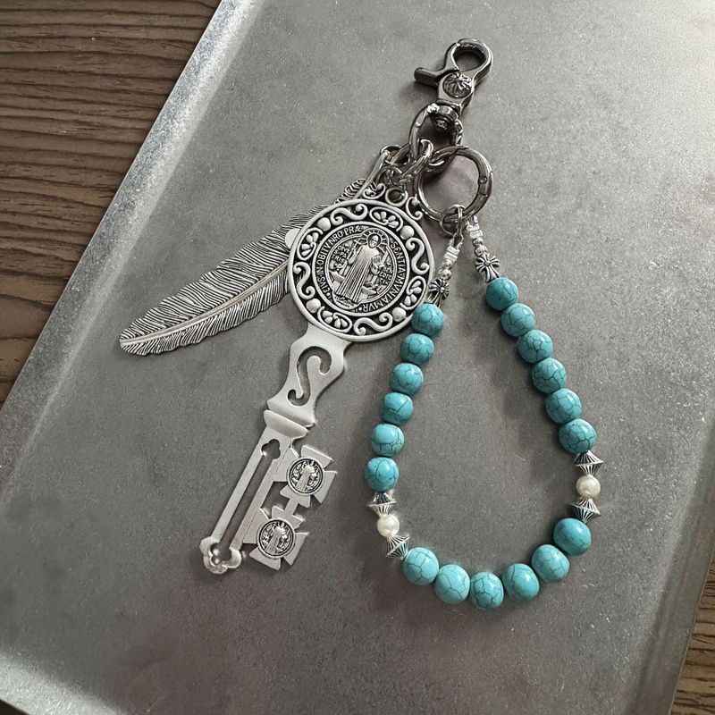 Large Key Handmade Beaded Chain Keychain Decorative Accessories Fashion Accessories_voghion.com