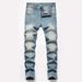 Kinderbekleidung Jungenjeans Gerade geschnittene zerrissene Hose Stretchjeans_voghion.com