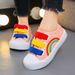 Mother & Kids Children's canvas shoes 2024 spring and autumn new sports shoes for girls kindergarten baby rainbow sneakers for boys white shoes_voghion.com