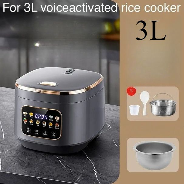 Voice Control Smart Rice Cooker 3L Multi Function Home Use Fast Cooking Interaction_voghion.com