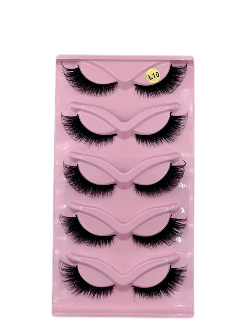 Ciglia finte volumizzanti - Set da 5 paia con curvatura DD (effetto occhi di volpe, soffici e sottili, ultraleggere per un look spettacolare)_voghion.com