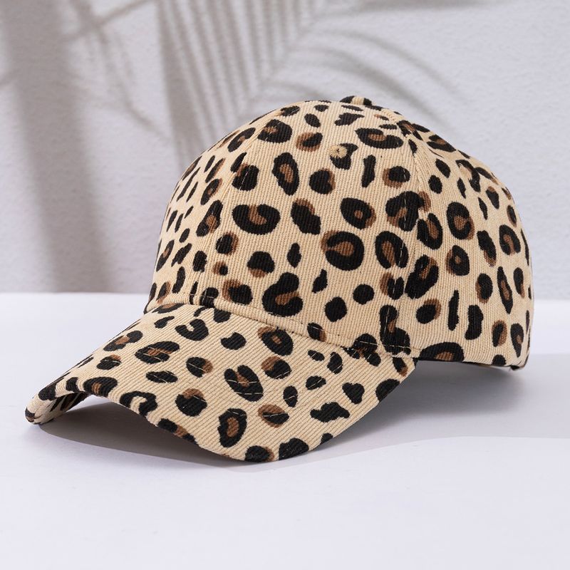 Leopard Women's autumn and winter corduroy baseball warmth preservation sunscreen hat cap hard top men_voghion.com