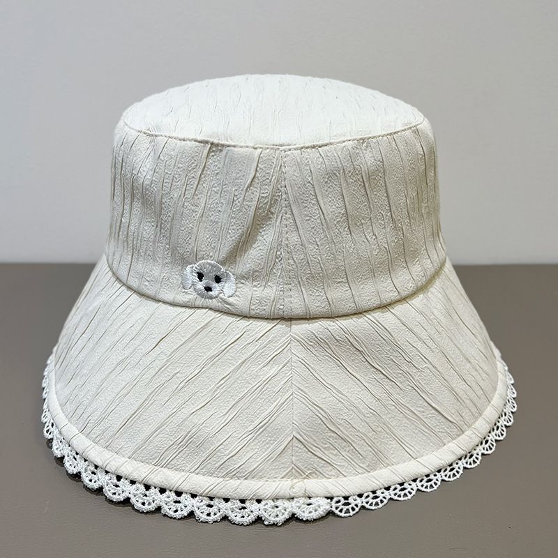 Lace Fisherman's Hat Children Spring And Summer Thin Breathable Sunscreen Visor Simple High-end Basin Hat Shows Small Face_voghion.com